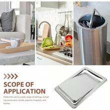 Kichvoe Stainless Steel Recessed Trash Bin Lid With Swing Flap Cover For Kitchen Bathroom Countertop Waste Bin 10.7X7.4X1.3 Inch - Silver - View 7