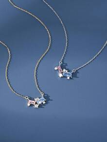 1pc S925 Sterling Silver High-End Design Elegant Pearl & Zirconia Geometric Necklace For Women