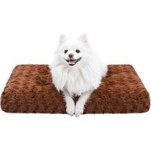 Washable Dog Bed Deluxe Plush Dog Crate Beds Comfy Kennel Pad Anti-Slip Pet Sleeping Mat - White - View 8