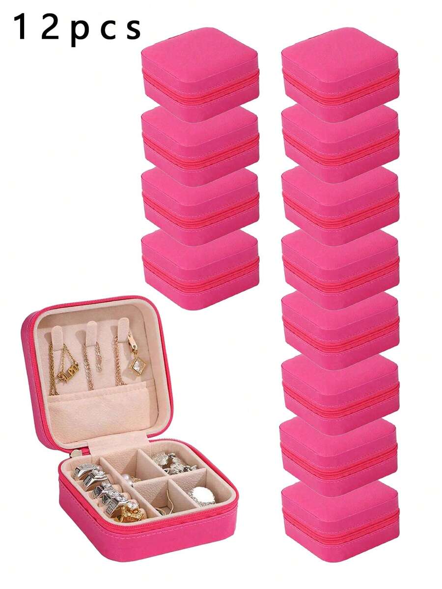 Hộp đựng trang sức có gương (12 chiếc/1 hộp), hộp đựng trang sức du lịch có khóa kéo tiện dụng, hộp đựng trang sức tối giản dùng cho du lịch và gia đình, hộp đựng trang sức mini bằng da thời trang, hộp đựng trang sức, hộp đựng trang sức nhỏ chống bụi, hộp đựng trang sức có khóa kéo, hộp đựng phụ kiện trang sức, hộp đựng mỹ phẩm.