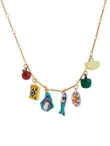 1件装女士时尚波西米亚风仿真食物系列披萨面包虾汽水樱桃吊坠项链，采用18K镀金工艺，凸显女性魅力，适合日常佩戴、海滩装扮、社交和派对场合。也可作为护身符或音乐节配饰。女士珠宝。 - 彩色 - 查看 12