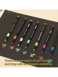 80支/60支/48支/36支/24支/12支黑色丙烯马克笔套装，适用于绘画纸，无需浸泡，艺术收藏，DIY涂鸦笔，彩色水彩马克笔套装，防水大容量彩色笔，精致学生礼物，完美礼品，马克笔，返校季，学习用品 - 彩色 - 查看 8