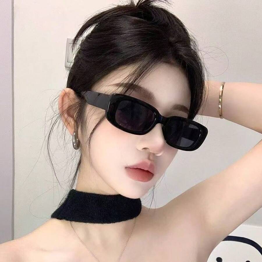 2025 Summer Fashion Square Frame Sunglasses For Women, High-End Street Style, Versatile, Face-Slimming, Men's Sunglasses - Gọng màu đỏ với tròng kính đen và xám. - Xem 1