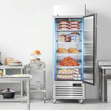 Congelador comercial de 19.32 pies cúbicos, alcance de 27" W Congelador vertical de una sola puerta, Congelador de acero inoxidable con descongelación automática con 4 estantes ajustables, control de temperatura de -13 a 5 ℉, luz LED, 4 ruedas - congelación - Ver 9