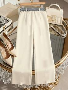 Women's New Spring/Summer Elegant Slimming Scarf Tie Wide Leg Pants For Commuting - Apricot - View 2