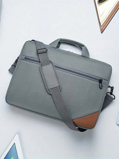 Casual Men's Portable Shoulder Computer Bag, Solid Color, Large Capacity Crossbody, Portable Briefcase, Fashionable Business Commuting Laptop Bag, Travel Essential Item, Suitable For Back To School Supplies, Business Trips And Travel