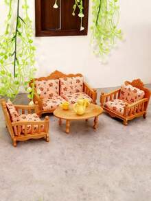 1set/47pcs Retro-Style Plastic Mini Living Room Furniture Set, Miniature Scene Ornaments, Simulation Sofa Model, Desktop Decoration 1:12, Dollhouse Mini Furniture Sofa Piano Set, Dollhouse Mini Ornaments Are Suitable For Miniature Scene Construction, Handcrafted Small House Decoration, And Can Also Be Used As Desktop Ornaments Or Collectible Gifts - Multicolor - View 3