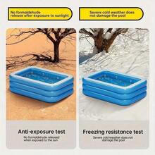 Oversized Inflatable Adult Swimming Pool, Orange Color, High & Thick, Water Park Style, Portable Foldable Summer Wading Pool Suitable For Adults, Household Outdoor Backyard Garden Swimming Pool , Beach Essentials, Beach Accessories, Pool Float,Ideal For Summer Family Entertainment, Pet Bathing, And Outdoor Water Parties - 藍色 - 查看 7