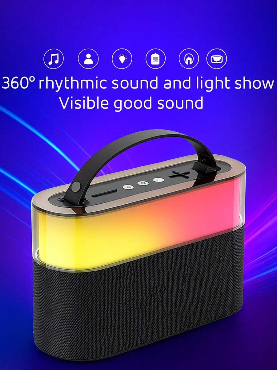 Bocina Bluetooth 2.5 Pulgadas RGB de 12W + Cable de Carga - Negro - Ver 1