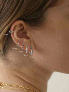 EleRunis 1對925純銀經典立體感5mm-9mm立體感環形耳環，18K鍍金無過敏小耳環穿刺潮流珠寶，適合女性日常佩戴