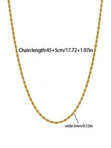 1 chiếc dây chuyền vàng dạng dây thừng đa năng 45+5cm, dây xoắn tối giản bằng thép không gỉ dành cho nữ, thích hợp đeo hàng ngày. - Vòng cổ - Xem 4