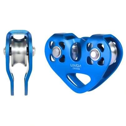 Polia Dupla Em Linha 30kn Aço, Corda, Tirolesa Promoção Azul Vermelho