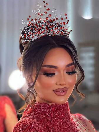 1pc Sparkling Crystal Handmade Crown Hair Comb, Women's Hair Accessory For Parties, Gifts, Photography, Banquets