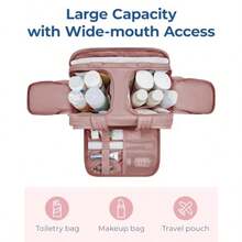 Travel Toiletry Bag Lightweight Large Wide-Open Travel Bag For Women Puffy Cosmetic Makeup Bag Organizer With Handle For Accessories Essentials Toiletries Dark Pink - DarkPink - View 3