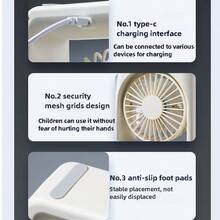 RAF 三档可调速便携式风扇，带纳米喷雾功能，迷你USB空气冷却器，小型空调，带可调节喷雾喷嘴风扇，360°旋转，7色氛围灯，超静音气流。250毫升大容量水箱