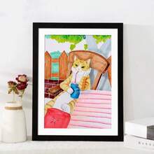 1 pieza Marco para colgar en la pared, enmarcado de pintura al óleo en papel acuarela y boceto, marco de pintura