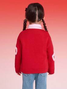 Balabala Suéter rojo de punto para niña, suéter suave y festivo para primavera y días festivos - tinte rojo - Ver 3