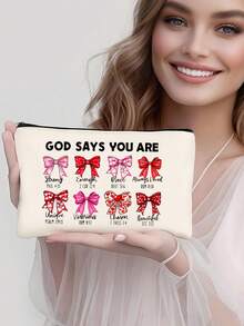 Multi-Piece Cute Sweet Bowknot Canvas Zipper Bags, Cosmetic Bags, Stationery Bags, Y2K Style Bowknot Makeup Bags, Jewelry Pouches, Snack Bags, Pen Cases, Travel Cosmetic Organizer Bags, Party Gift Bags, Multi-Functional Organizer Bags, Portable Clutches With Zippers For Lipstick, Brushes, Phones, Coins, Home, Travel, Beach, Pool, Party, School Use, Home Decor Bathroom Living Room Organizer Set - Beige - View 22