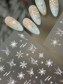 1 buc ștampilare aurie fulg de zăpadă de iarnă minimalist fluture eteric auriu cromatic insectă zăpadă autocolante de unghii 5D artă unghii celeste încântătoare îngheț autoadeziv unghii pentru femei elegante DIY manichiură decalcomanii