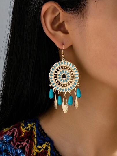 1对波西米亚复古休闲时尚百搭女士耳环