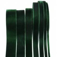 6-38mm 1捲深綠色單面天鵝絨緞帶，聖誕緞帶，珠寶展示包裝，花禮包裝，蝴蝶結，DIY派對裝飾 - 深綠色 - 查看 5