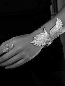 Juego de 2 piezas/3 piezas de joyería, nuevo conjunto de pulsera, anillo, collar y aretes de moda con diseño de pavo real y fénix para bodas, elegante y delicado juego de joyería de metal dorado/plateado ajustable para mujeres - Amarillo Oro - Ver 16