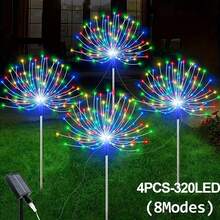 4pcs Solar Powered Fairy Lights, 320/240 LED, Solar Landscape Lights, 8 Modes, Waterproof, Copper Wire String Lights, DIY, Suitable For RV Camping, Wedding, Party, Yard, Lawn, Outdoor Holiday Decor, Perfect Gift - Multicolor - View 14