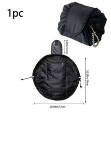 1个女士抽绳化妆包旅行收纳化妆包整理袋女士化妆袋便携防水洗漱美容盒，抽绳弹性化妆收纳袋女士便携旅行黑色大容量手提包收纳袋 - 彩色 - 查看 12