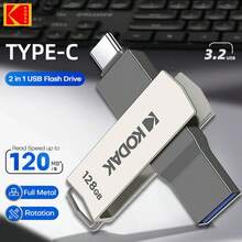 Ổ đĩa flash USB 3.2 Type-C Kodak 256GB 128GB 32GB, thẻ nhớ tốc độ cao đa năng, tương thích với điện thoại thông minh và máy tính xách tay. - Xám - Xem 3