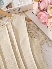 Left Mama 女童优雅无袖连衣裙，夏季 - 杏色 - 查看 4