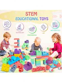20pcs Soft Building Blocks, Large Creative Stacking Blocks, STEM Educational Toys Gift For Toddlers, Colorful Soft Building Blocks Set