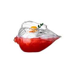 1pc 350ml Glass Ice Cream Cup, Creative Conch Shaped Dessert Bowl, Salad Bowl, Yogurt Pudding Cup, Transparent Striped Milkshake Cup, Cocktail Cup, Suitable For Women's Daily Use, Valentine's Day Gift, Home Decor, Social Gathering, Gift Giving, Photography Props, Restaurant Or Bar