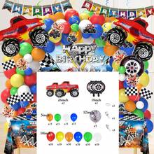 Cổng bóng bay chủ đề xe tải quái vật 130 chiếc bao gồm một chiếc xe tải, lốp xe, bóng bay lá kim loại kẻ caro đen trắng và bóng bay cao su latex màu xanh đậm, đen, vàng và đỏ. Hoàn hảo cho tiệc sinh nhật, tiệc mừng em bé, trang trí ngoài trời, trưng bày trò chơi và trang trí tiệc theo chủ đề xe tải hoạt hình. - Nhiều màu - Xem 16