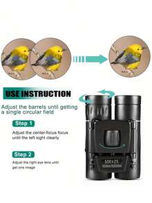 Binóculos dobráveis de alta definição 500x25, telescópio portátil com zoom de alta ampliação, adequados para observação a longa distância, acessórios para atividades ao ar livre/camping, ótimo presente de Natal, aplicáveis para caça, atividades ao ar livre, camping e esportes.