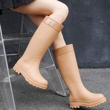 Stylish Fleece-Lined High-Top Rain Boots For Women, Thickened, Waterproof, Non-Slip, Long Rubber Boots - quả mơ - Xem 3