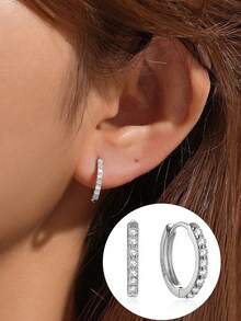 1对925纯银精致闪亮锆石鼻环，尺寸5-9毫米，小巧轻便，适合女性日常佩戴、派对和宴会等场合。 - 銀色 - 查看 3