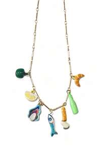 1件装女士时尚波西米亚风仿真食物系列披萨面包虾汽水樱桃吊坠项链，采用18K镀金工艺，凸显女性魅力，适合日常佩戴、海滩装扮、社交和派对场合。也可作为护身符或音乐节配饰。女士珠宝。 - 彩色 - 查看 10