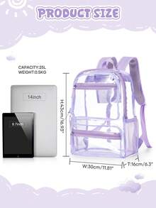 Heavy Duty Clear Backpack Stadium Approved | Waterproof See-Through PVC Clear Bag With Reinforced Shoulder Straps, Smooth Zippers And Multiple Pockets - Multicolor - View 12