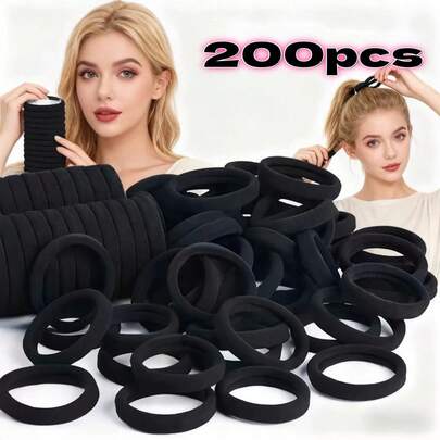 50/100/200 Pieces, Three Sizes: Black Large Headband, Rubber Band, No Damage To Hair, Good Elasticity, Plush Headband, Headband, Hair Accessories