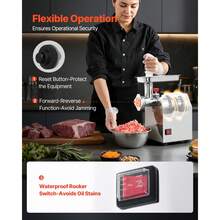 Commercial Electric Meat Grinder, 5 Lbs/Min Capacity, #8 Industrial Meat Mincer With 2 Stainless Steel Blades, 2 Grinding Plates, 600W Heavy-Duty Sausage Maker Stuffer, For Kitchen, Restaurant - 8 Caliber, 5 Lbs - View 4