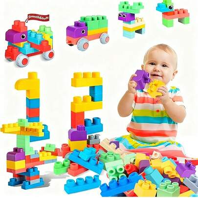 Bộ 20 khối xếp hình mềm, khối xếp hình lớn sáng tạo, đồ chơi giáo dục STEM, quà tặng cho trẻ nhỏ, bộ khối xếp hình mềm nhiều màu sắc.