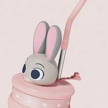 Miniso Zootopia Judy & Nick Doll Insulated Straw Tumbler 304 Stainless Steel Material 3D Doll Lid & Handle Design Commute Office Home Insulated Water Cup (ZG Version)(1 PC) - Pink - View 4