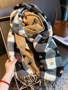 1pc Reversible Printed Scarf, Windproof And Warm, Ideal For Casual Outings - Multicolor - View 12