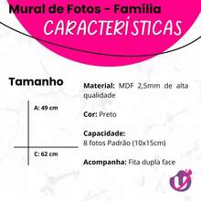 MDF Universe Mural de Fotos Família - 8 Espaços | Decoração de Parede MDF - Preto - Visão 4