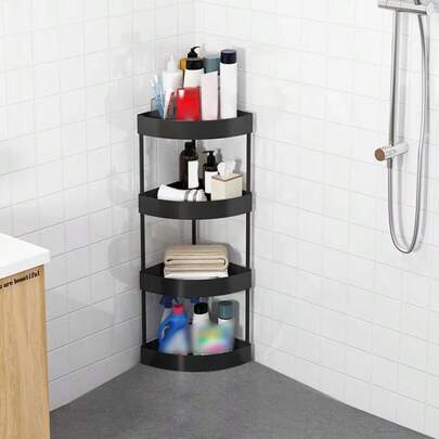 Estante de almacenamiento de 4 capas, estante de almacenamiento de baño de esquina, estante de almacenamiento de baño ultrafino. Adecuado para Sala de estar, Oficina familiar, cocina, pequeños espacios, dormitorio, pequeños espacios