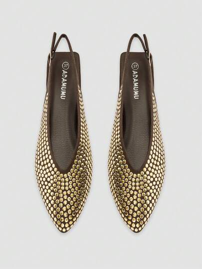 Nuevas sandalias de mujer de alta gama con punta afilada y tira delgada de ADAMUMU, zapatos deslizantes con mucho brillo y adornos, versátiles para uso diario, citas, fiestas y vacaciones