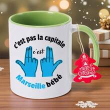 Marseille (Beibei) Ceramic Coffee Cup And Water Cup - Reusable Non-Slip Marseille Commemorative Cup, Decorated With Marseille Design Patterns, Hand Wash Only, Suitable For Tea, Cocoa, And Other Hot And Cold Drinks - Ideal Gift For Christmas, Valentine's Day, And New Year - 綠色的 - 查看 2
