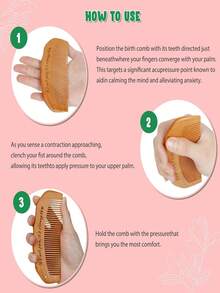 Wooden Birth Comb Gift Set, Essential Pregnancy Must-Have, Wave Comb For Expectant Mothers, Perfect Mom Gift - Multicolor - View 3