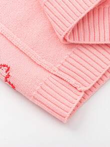 Balabala Girls' Round Neck Jacquard Knit Sweater, Soft Spring Knitwear - White and Red - View 9