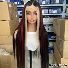 【臭鼬条纹假发】高光红金色直发真人发假发，13X4透明前额蕾丝，P1B/BUG/白金色，巴西雷米发，预先拔毛，自然发际线，无胶 - SNatural/22/27A/613 - 查看 9